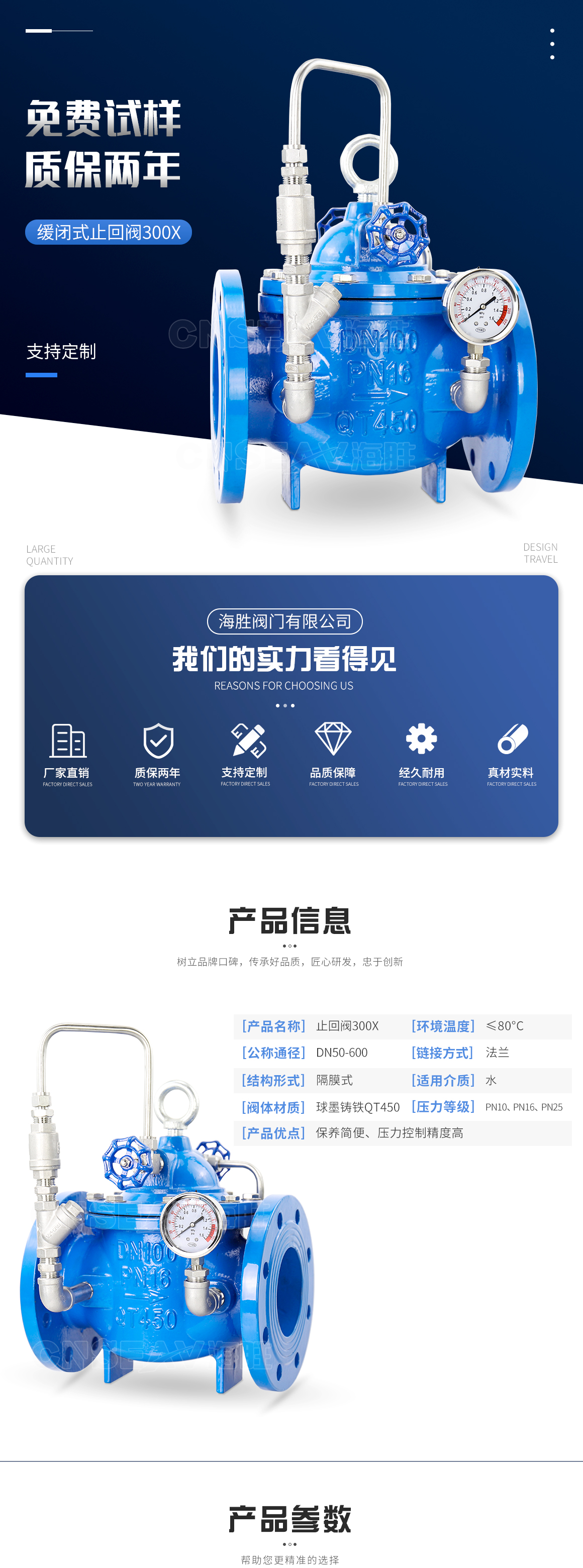 微阻缓闭式不锈钢止回阀300X产品参数