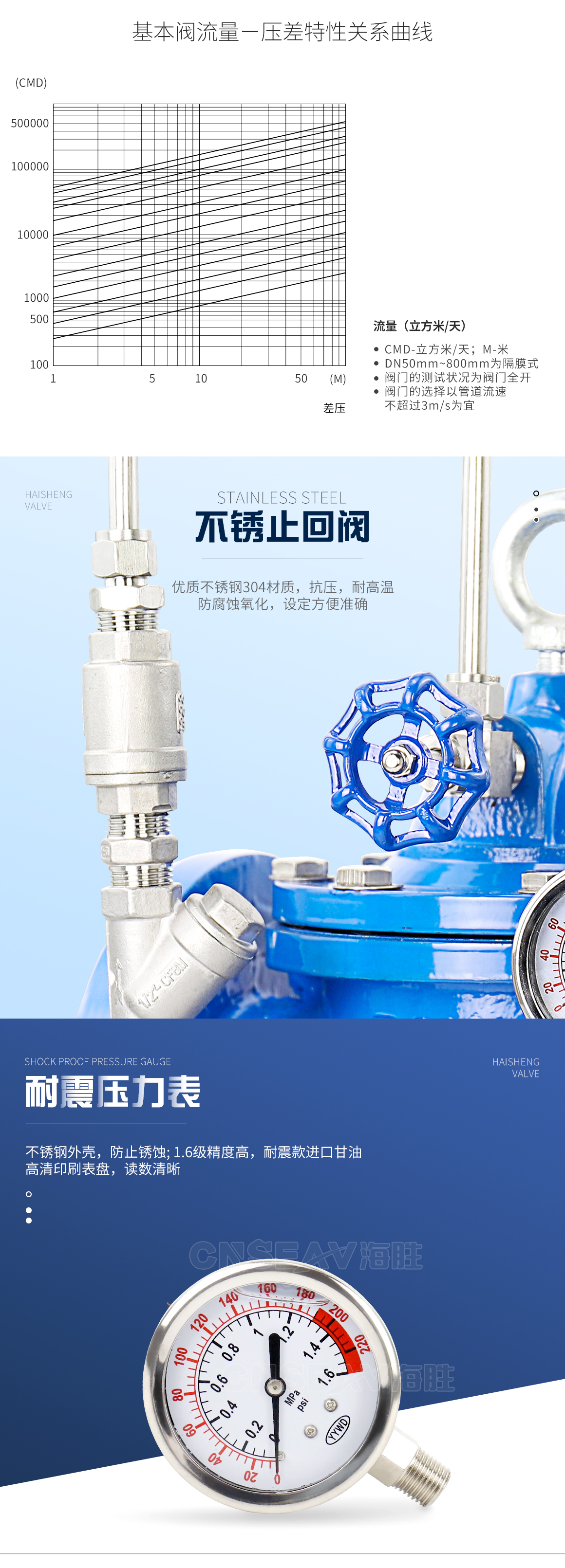 微阻缓闭式不锈钢止回阀300X耐震压力表