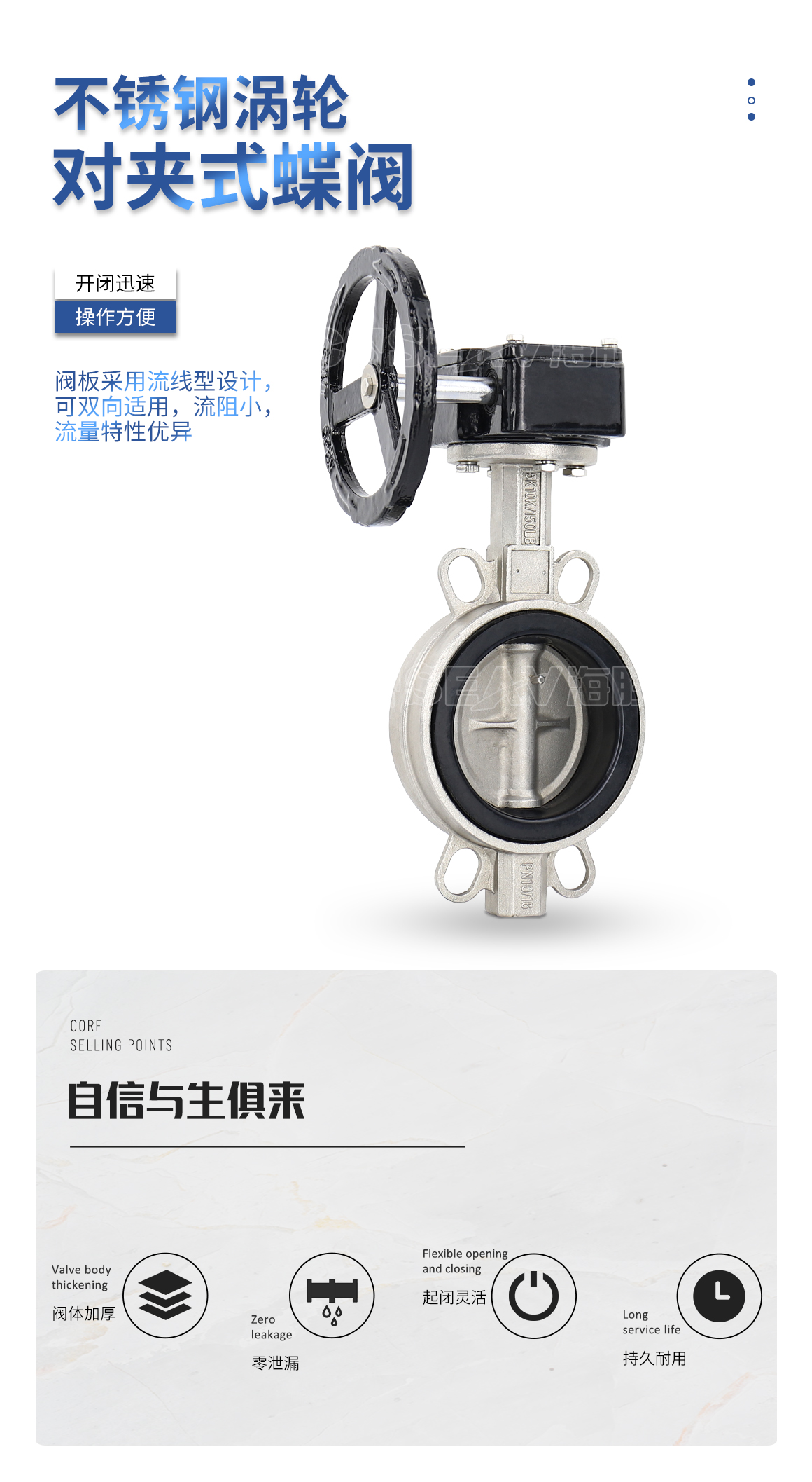 不锈钢涡轮对夹式蝶阀D371X图片 不锈钢涡轮对夹式蝶阀D371X图片