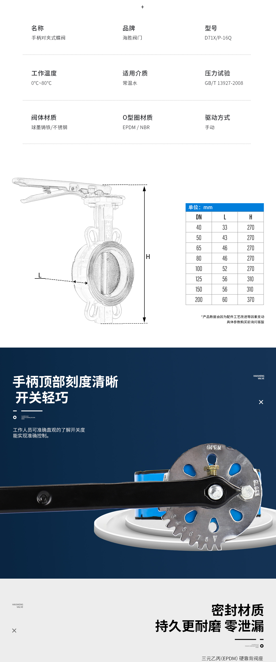 手柄对夹式蝶阀D71X参数 手柄对夹式蝶阀D71X参数