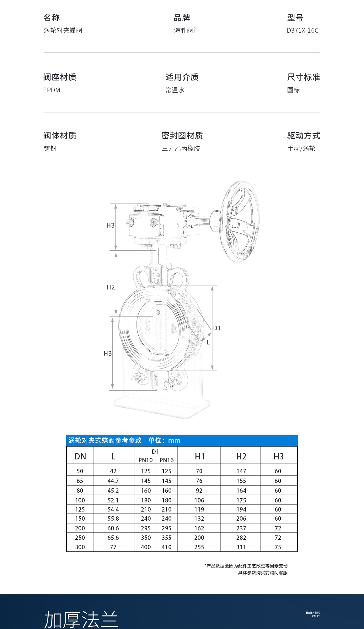 涡轮手动蝶阀D371X参数规格 涡轮手动蝶阀D371X参数规格