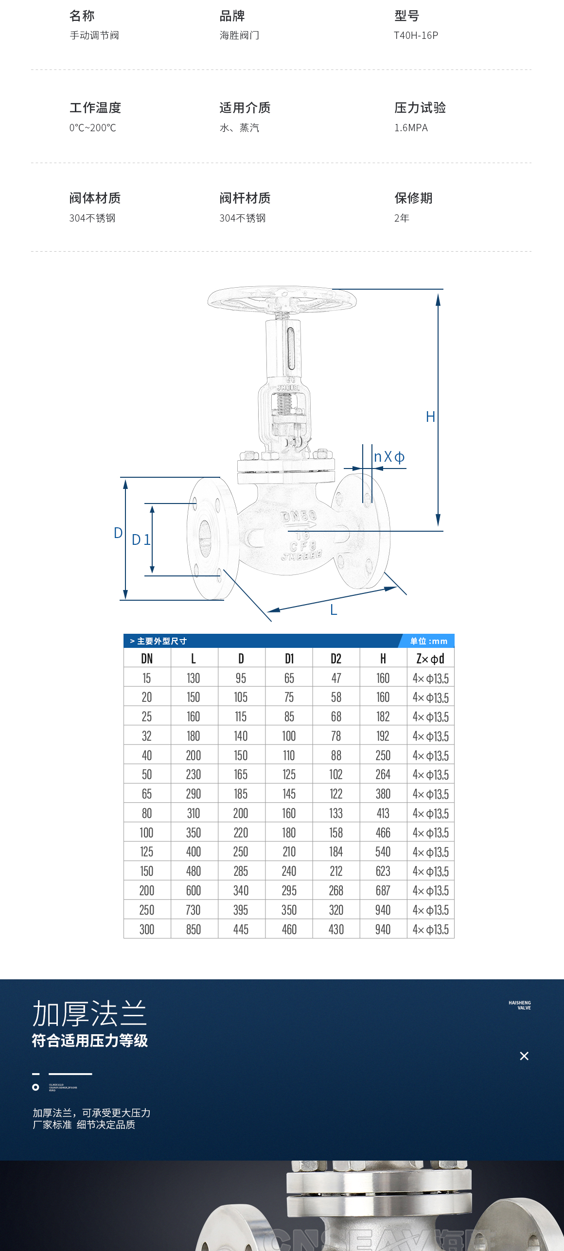 不锈钢手动调节阀T40H参数规格 不锈钢手动调节阀T40H参数规格