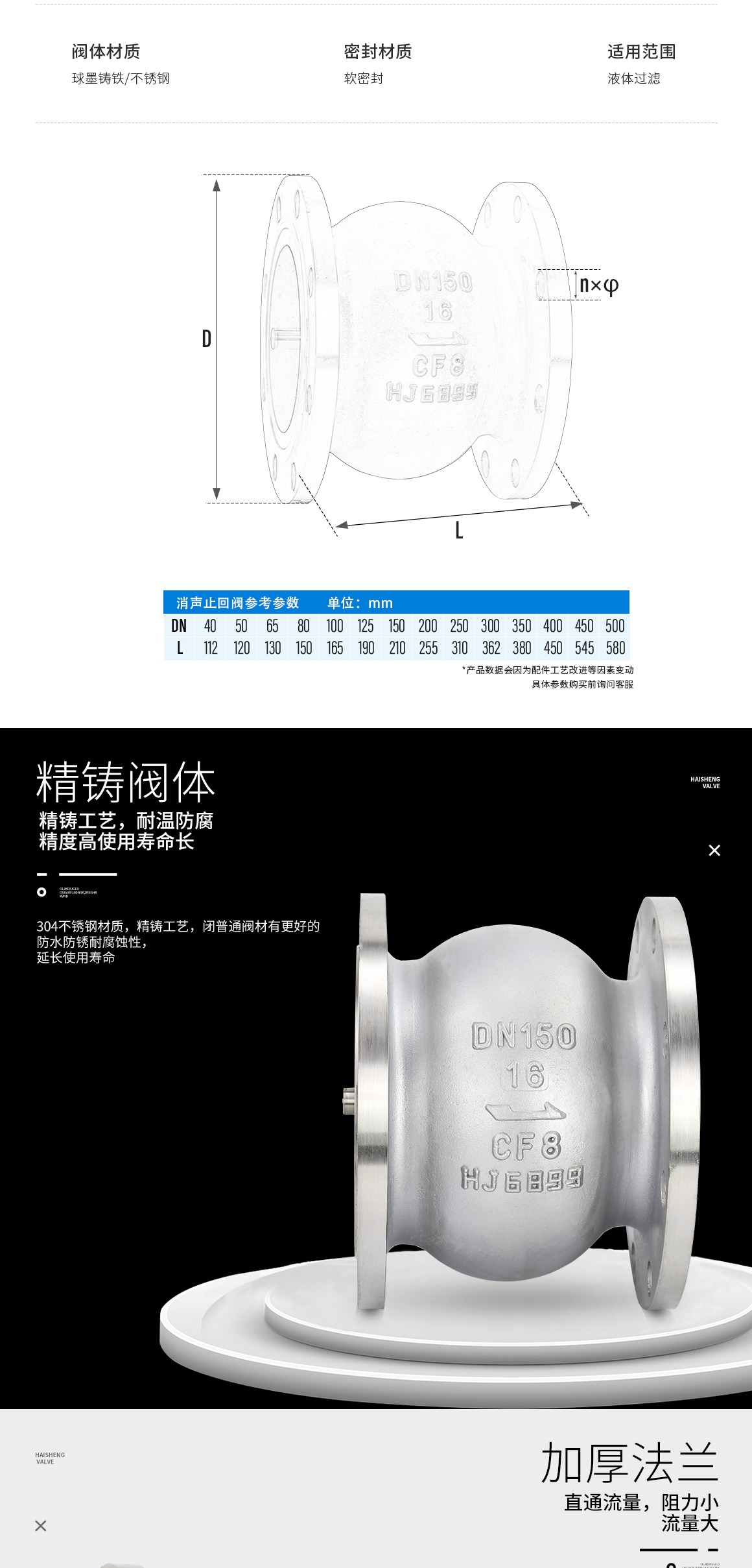不锈钢消声止回阀HC41X-16P参数 不锈钢消声止回阀HC41X-16P参数